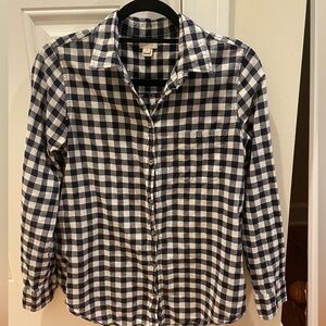 J. Crew navy and white gingham button down
